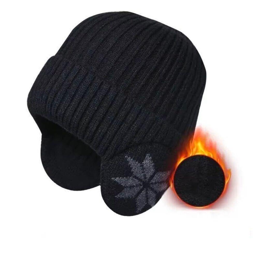 5511 Winter Knitted Beanie Hat with Earflap & , Warm, Soft, Cozy &